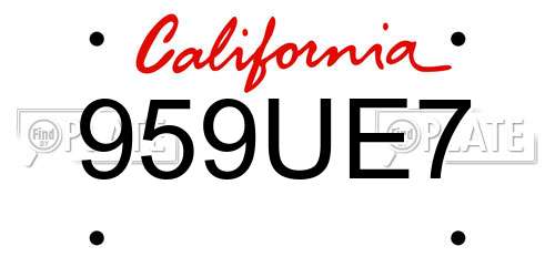 959UE7 California License Plate
