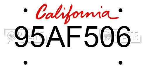95AF506 California License Plate