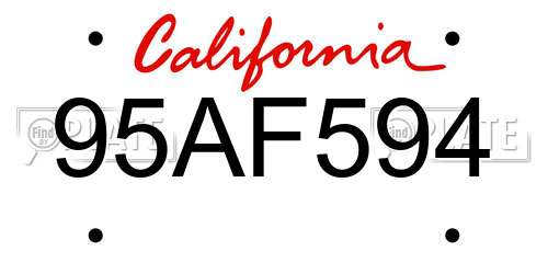 95AF594 California License Plate