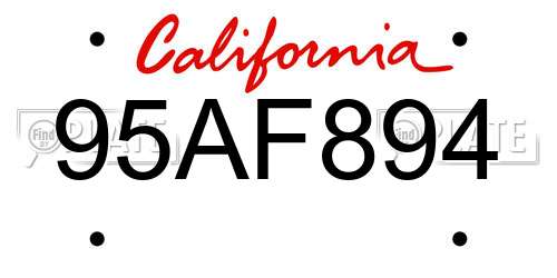 95AF894 California License Plate