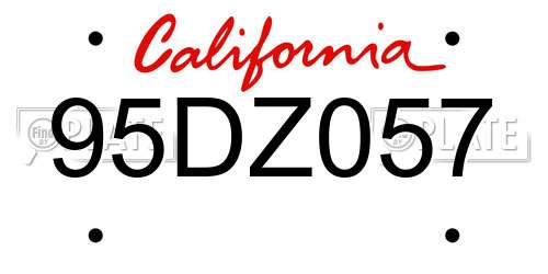 95DZ057 California License Plate