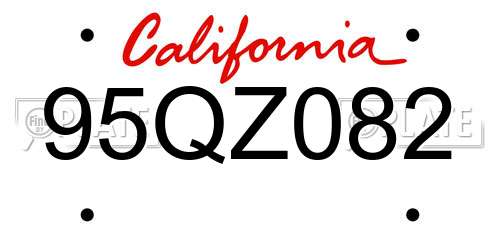 95QZ082 California License Plate