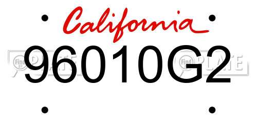 96010G2 California License Plate