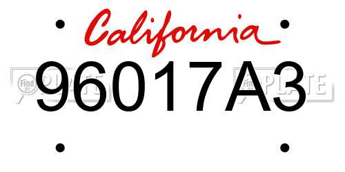 96017A3 California License Plate
