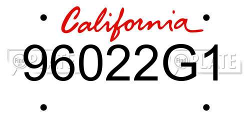 96022G1 California License Plate