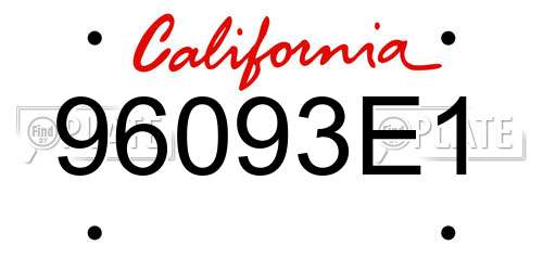 96093E1 California License Plate