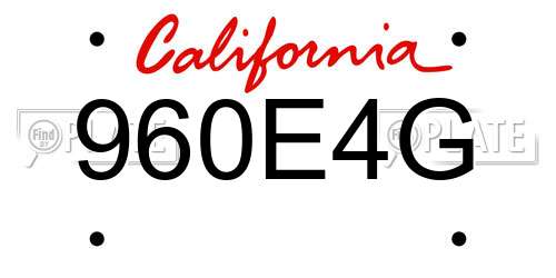 960E4G California License Plate