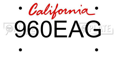 960EAG California License Plate