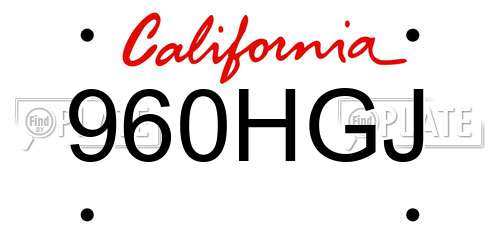 960HGJ California License Plate
