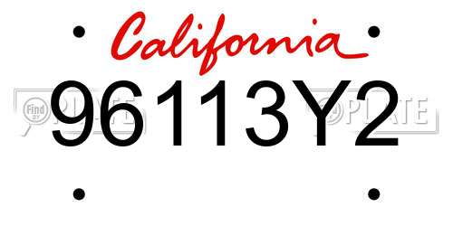 96113Y2 California License Plate