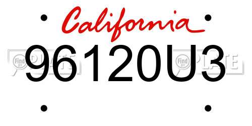 96120U3 California License Plate
