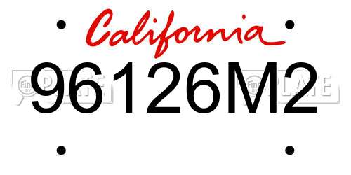 96126M2 California License Plate