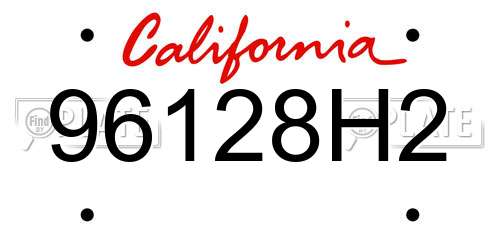 96128H2 California License Plate