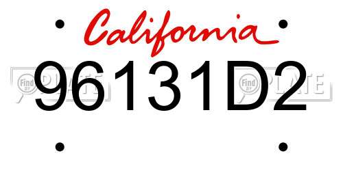 96131D2 California License Plate