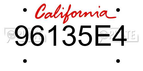 96135E4 California License Plate