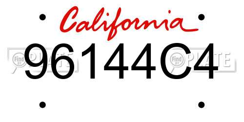 96144C4 California License Plate