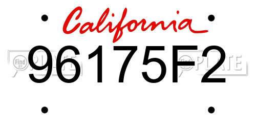 96175F2 California License Plate