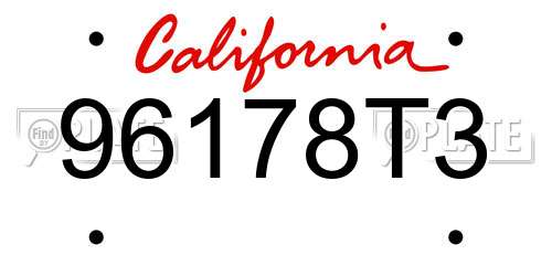 96178T3 California License Plate