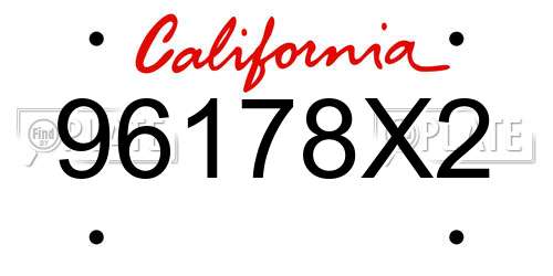 96178X2 California License Plate