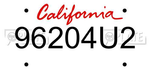 96204U2 California License Plate