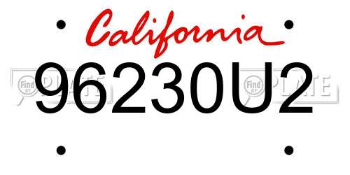 96230U2 California License Plate