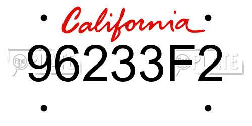 96233F2 California License Plate