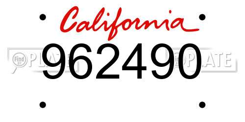 962490 California License Plate