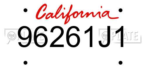 96261J1 California License Plate