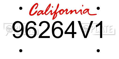 96264V1 California License Plate