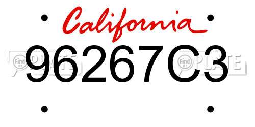 96267C3 California License Plate