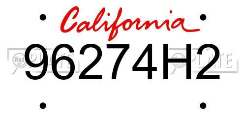 96274H2 California License Plate