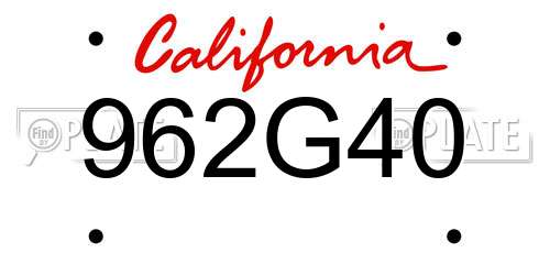 962G40 California License Plate