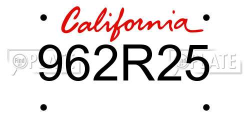 962R25 California License Plate