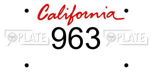 963 California License Plate