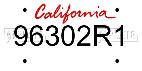 96302R1 California License Plate