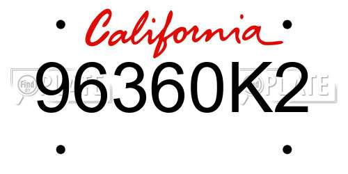 96360K2 California License Plate
