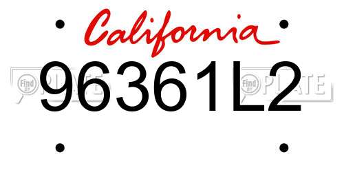 96361L2 California License Plate