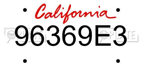 96369E3 California License Plate