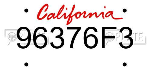 96376F3 California License Plate