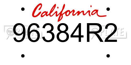 96384R2 California License Plate