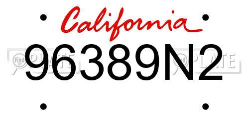 96389N2 California License Plate