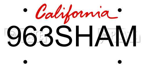 963SHAM California License Plate