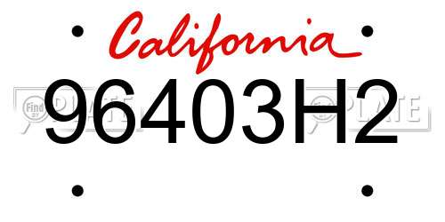 96403H2 California License Plate