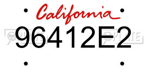 96412E2 California License Plate