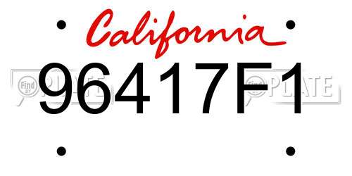 96417F1 California License Plate