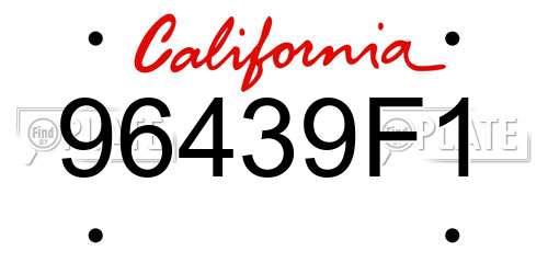 96439F1 California License Plate
