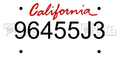 96455J3 California License Plate