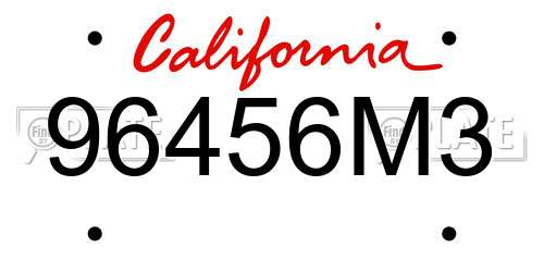 96456M3 California License Plate