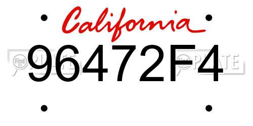 96472F4 California License Plate