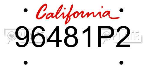 96481P2 California License Plate